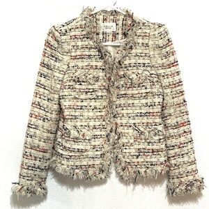 VINTAGE Malin Woman Multi Color Tweed Open Front Blazer Jacket Size S